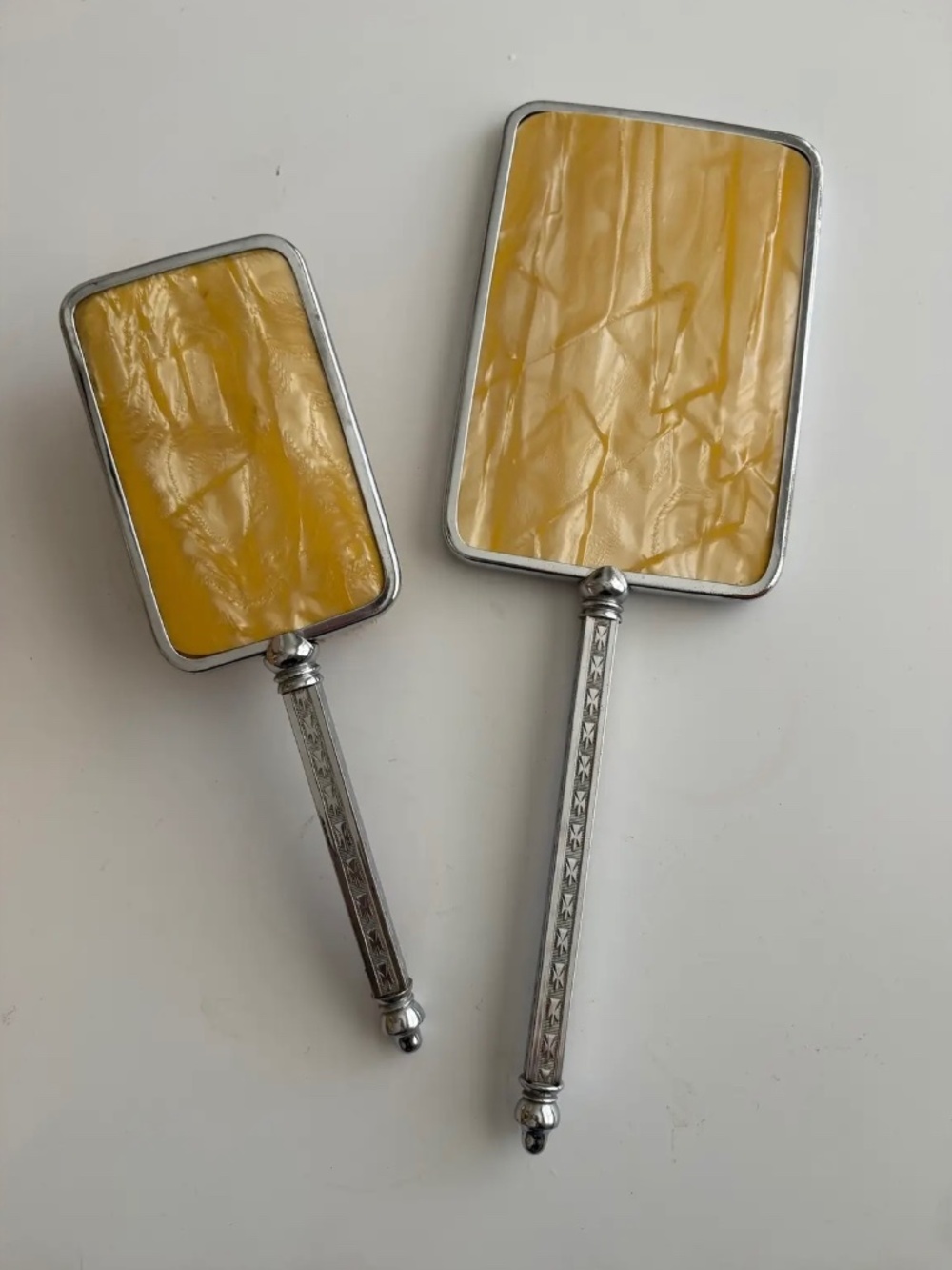 1950s mirror & hairbrush set